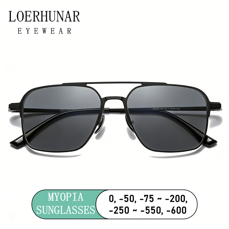 Sunglasses Aviator Polarized - Ultra-light Pure Titanium Double Beam Myopia